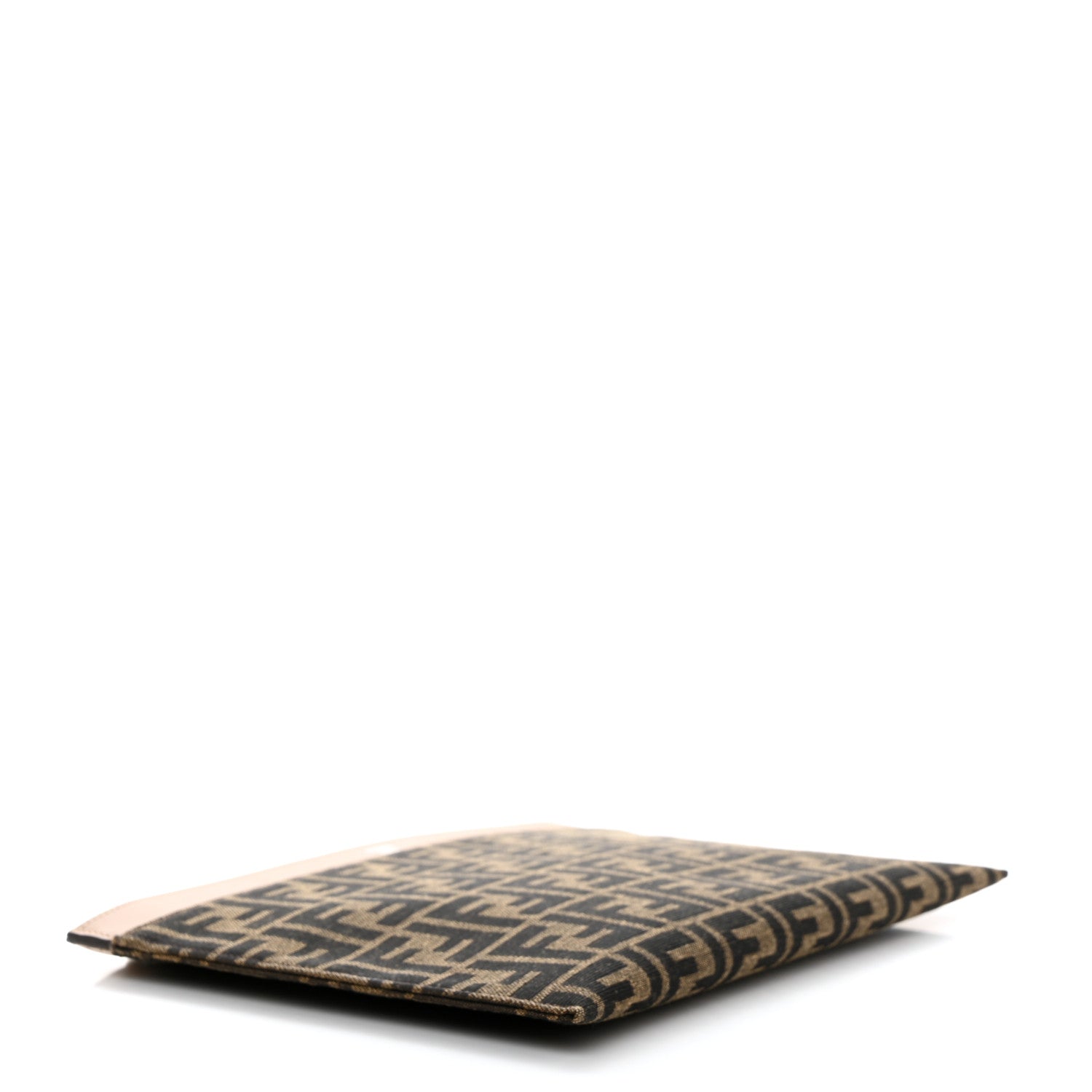 Fendi Vitello King Jacquard FF 1974 Medium Flat Pouch Tobacco Moro Sand 4 of 7