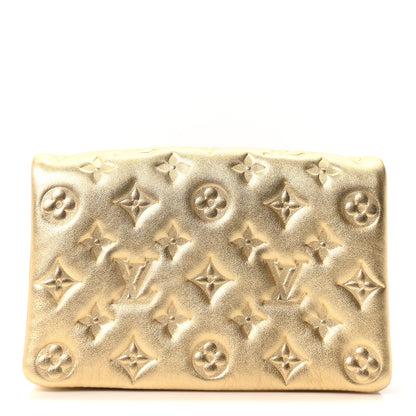 Louis Vuitton Metallic Lambskin Embossed Monogram Pochette Coussin Gold 1 of 9