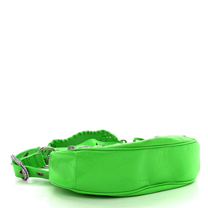 Balenciaga Agneau Arena Crystal Le Cagole Shoulder Bag XS Fluo Green 4 of 10