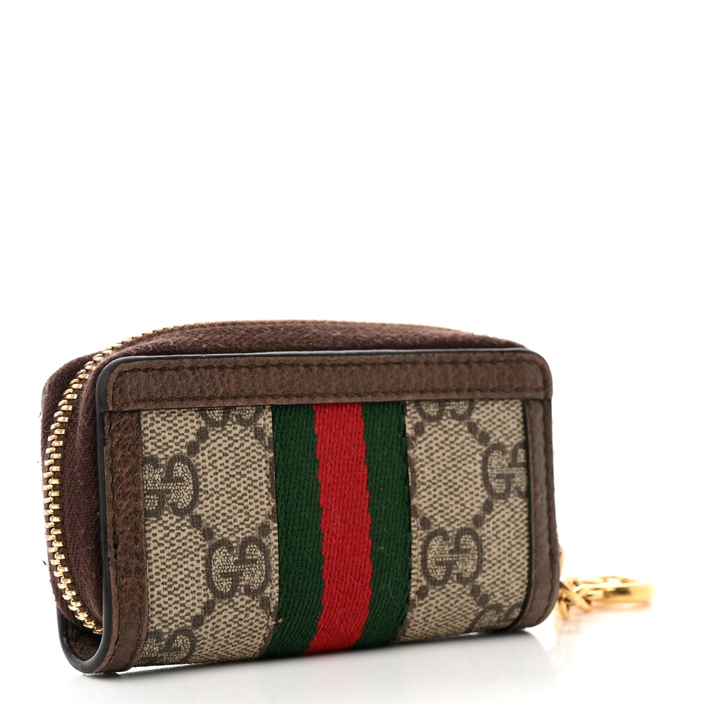 GG Supreme Monogram Web Ophidia Zip Around Key Case Beige New Acero
