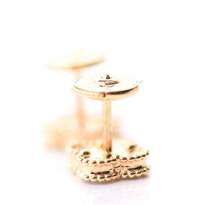 Van Cleef & Arpels 18K Yellow Gold Mother of Pearl Sweet Alhambra Earrings 4 of 5