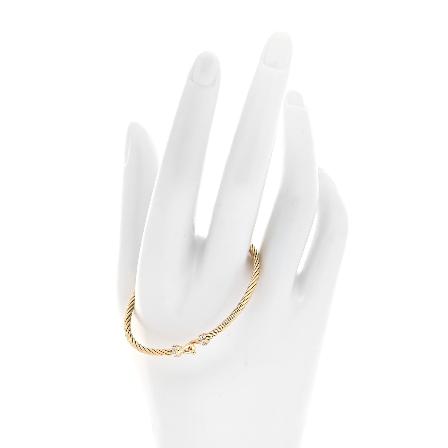 David Yurman 18K Yellow Gold Diamond 2.6mm Cable Collectibles Buckle Bracelet 2 of 4
