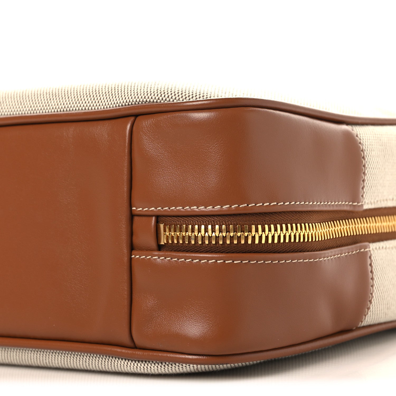 Miu Miu Canvas Calfskin Large Beau Top Handle Bag Naturale Brandy