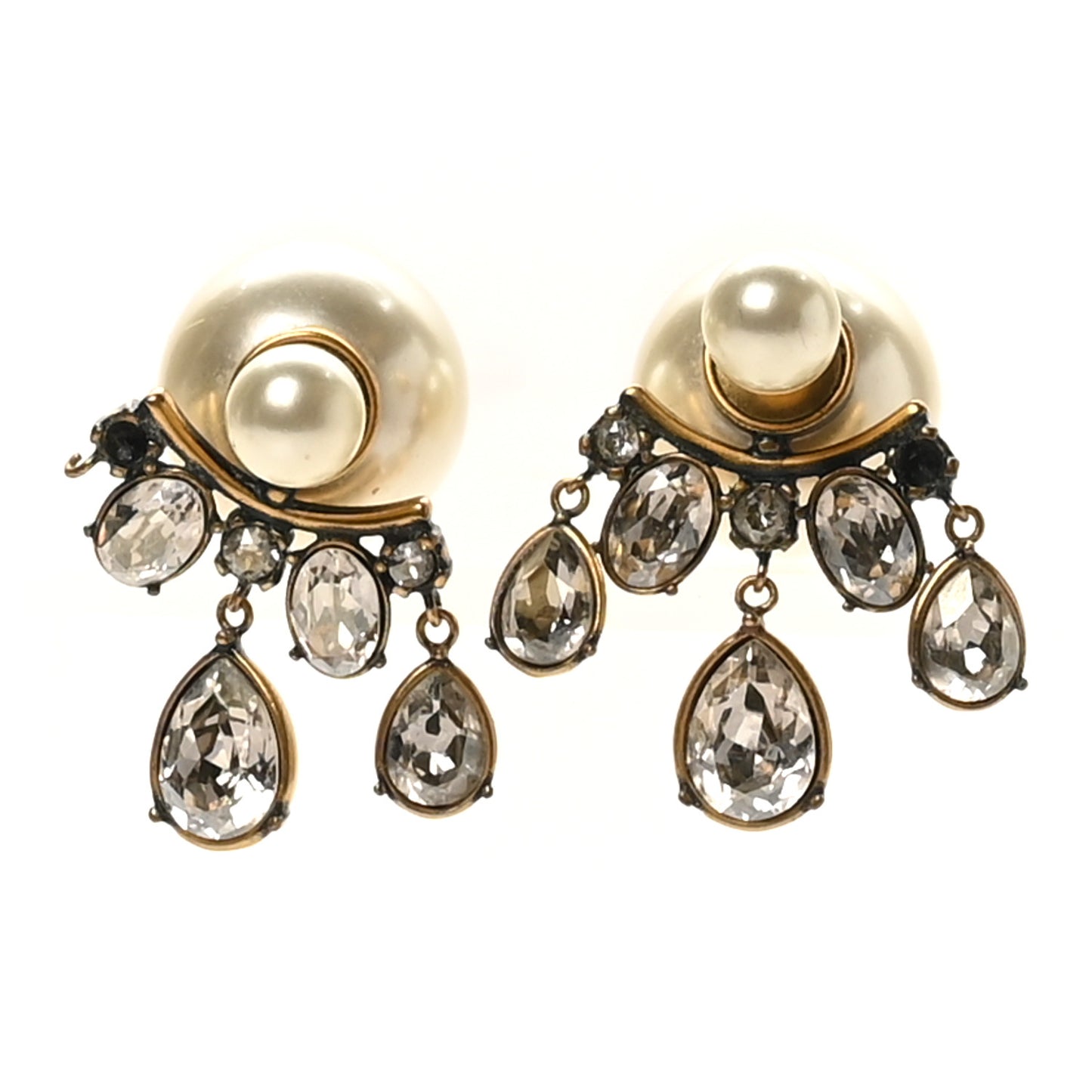 Pearl Crystal Tribales Earrings Gold