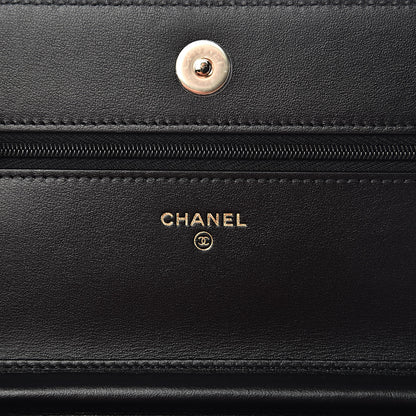Chanel Tweed Quilted Wallet On Chain WOC Black Ecru White 5 of 11