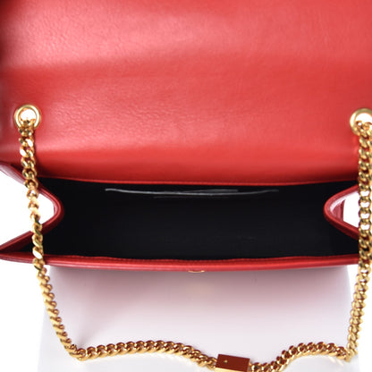 Saint Laurent Calfskin Studded Medium Monogram Satchel Red 5 of 9