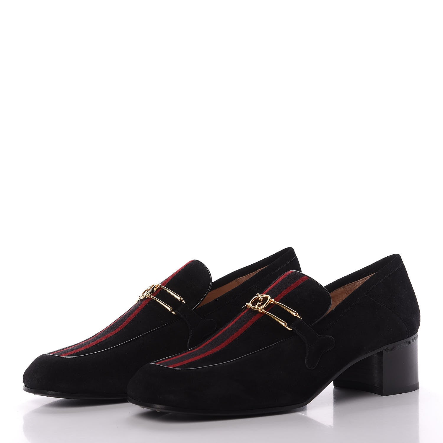Gucci Suede Web Womens Loafers 42 Black 3 of 12