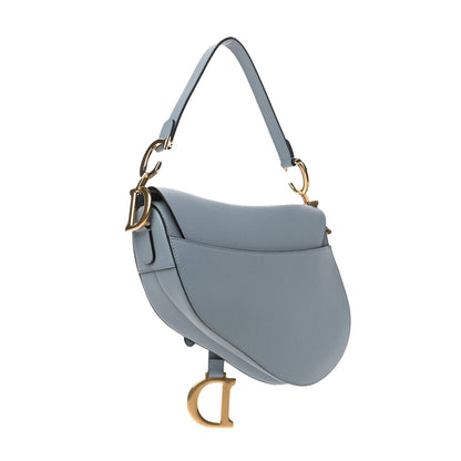 Christian Dior Grained Calfskin Saddle Bag Sky Blue 3 of 10