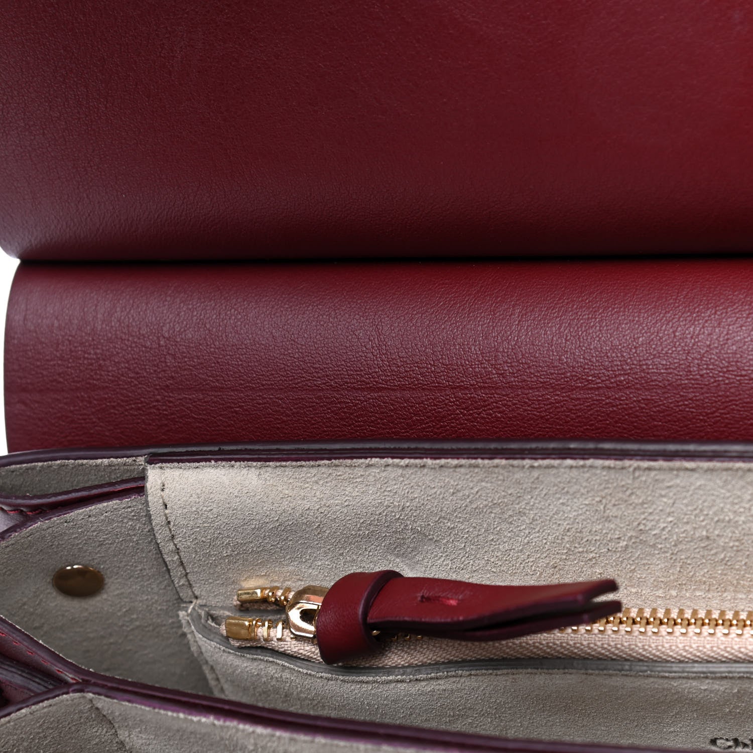 Chloe Calfskin Suede Medium Faye Shoulder Bag Plum Purple 5 of 5