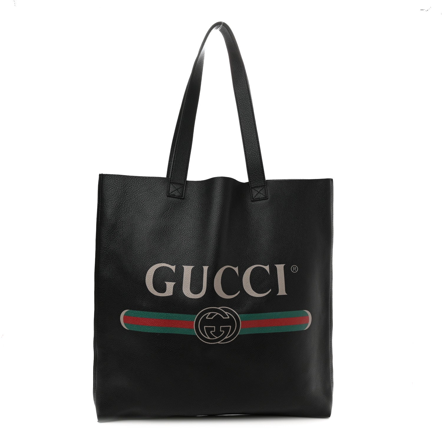 Gucci Calfskin Mens Logo Vertical Shopping Tote Black 1 of 10