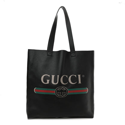 Gucci Calfskin Mens Logo Vertical Shopping Tote Black 1 of 10