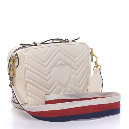 Gucci Calfskin Matelasse Sylvie Web Small GG Marmont Top Handle Shoulder Bag White 3 of 20
