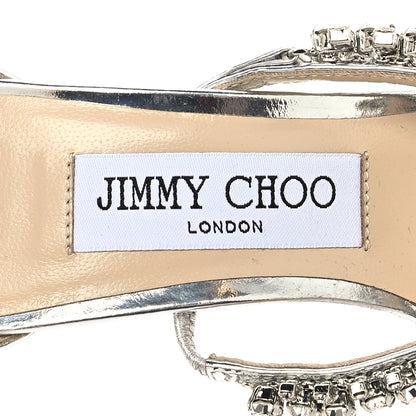 Jimmy Choo Metallic Calfskin Crystal Bing 105 Sandals 35 Silver 7 of 7