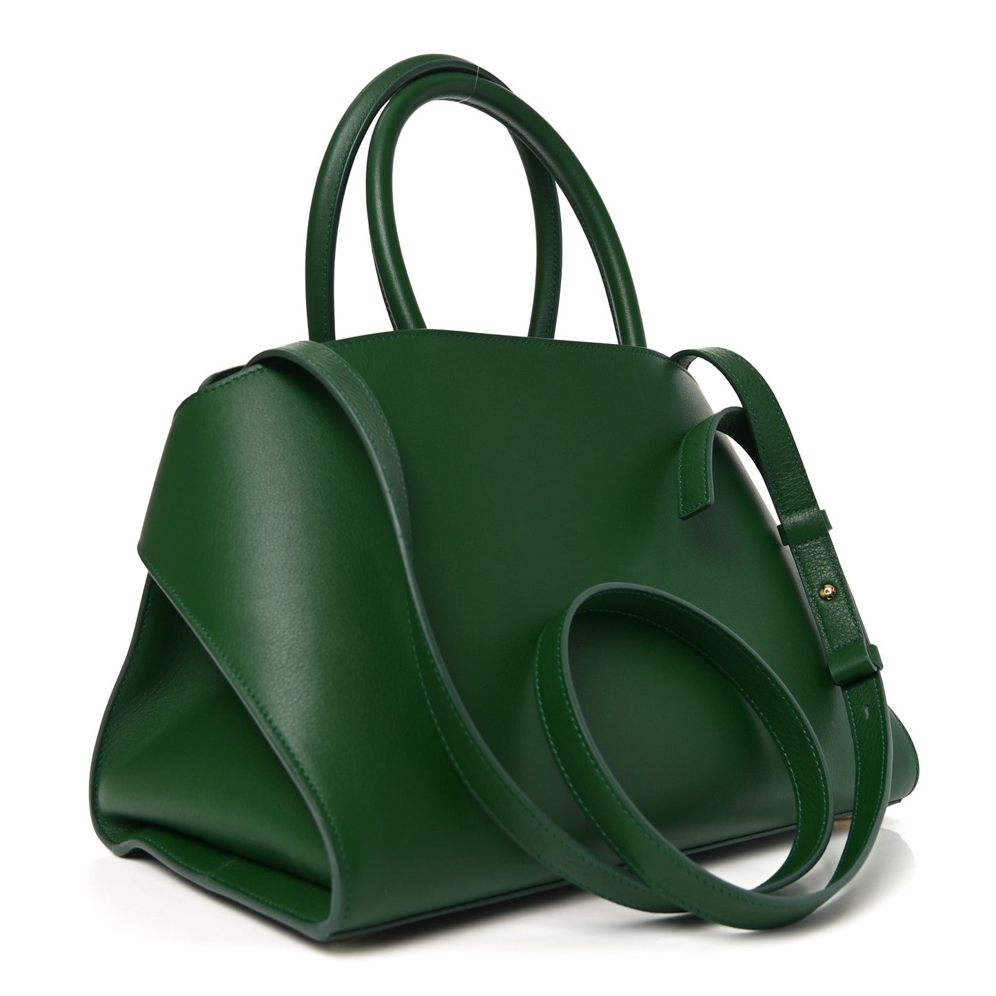 Calfskin Medium Hug Soft Shoulder Bag Forest Green