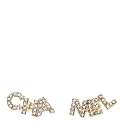 Chanel Crystal Pearl Signature Stud Earrings Gold 1 of 4