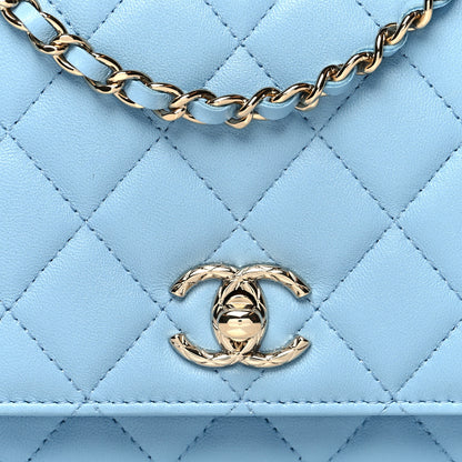 Chanel Lambskin Quilted Trendy CC Wallet On Chain WOC Light Blue 8 of 11