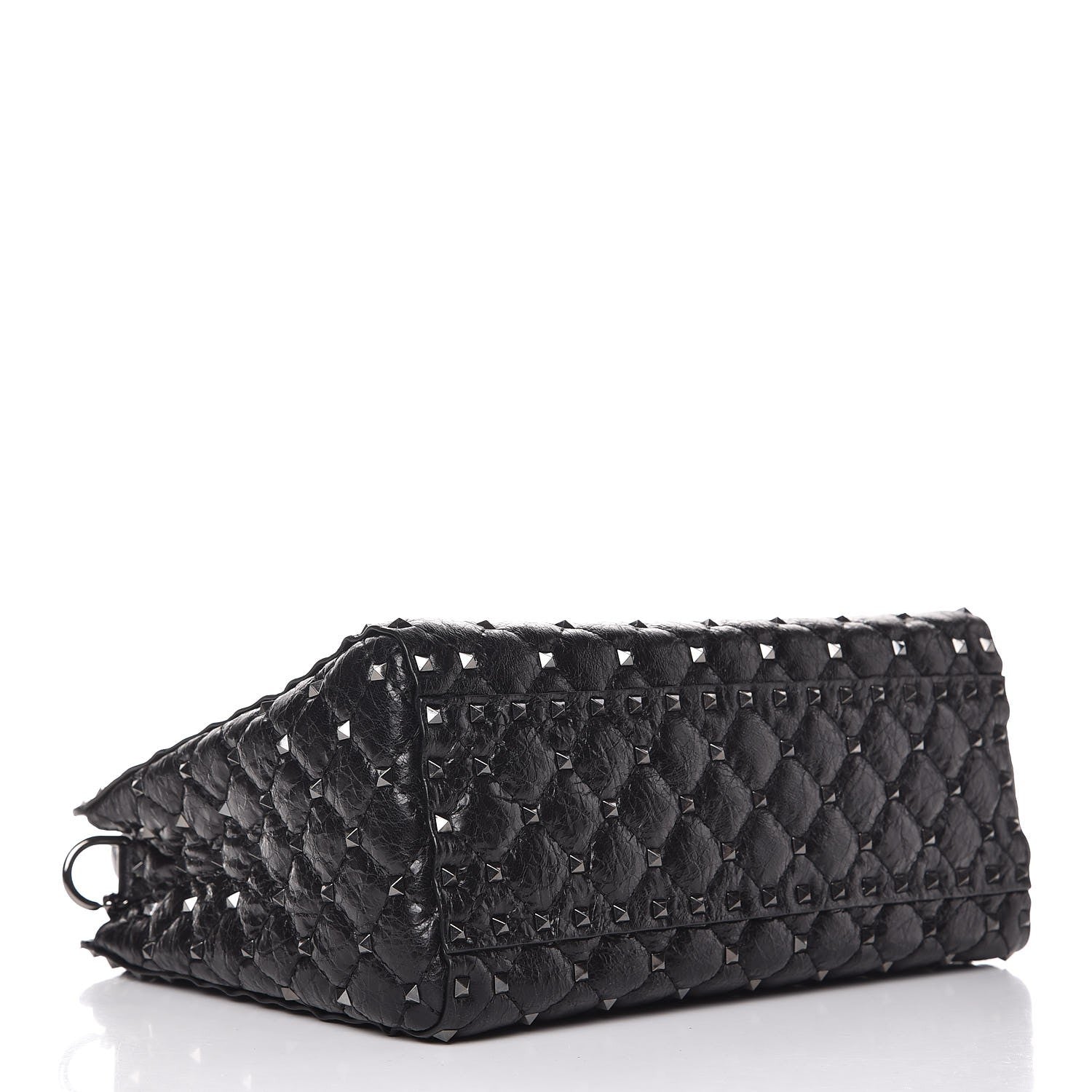 Valentino Garavani Craquele Nappa Rockstud Spike Tote Black 4 of 6