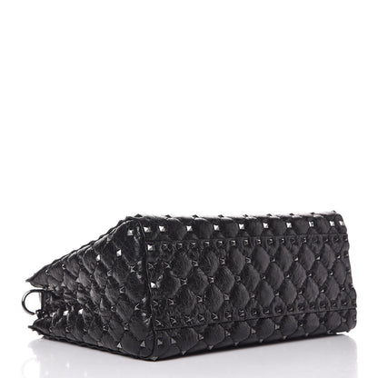 Valentino Garavani Craquele Nappa Rockstud Spike Tote Black 4 of 6