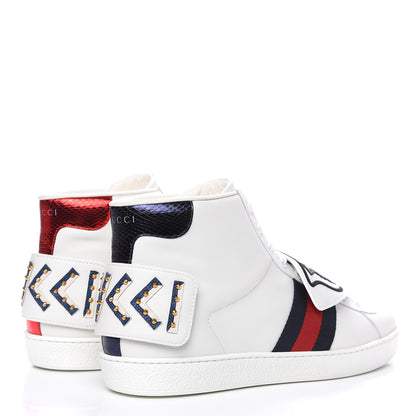 Gucci Calfskin Ayers Embroidered Web Mens Ace Removable Patches High Top Sneakers 13 White 4 of 12