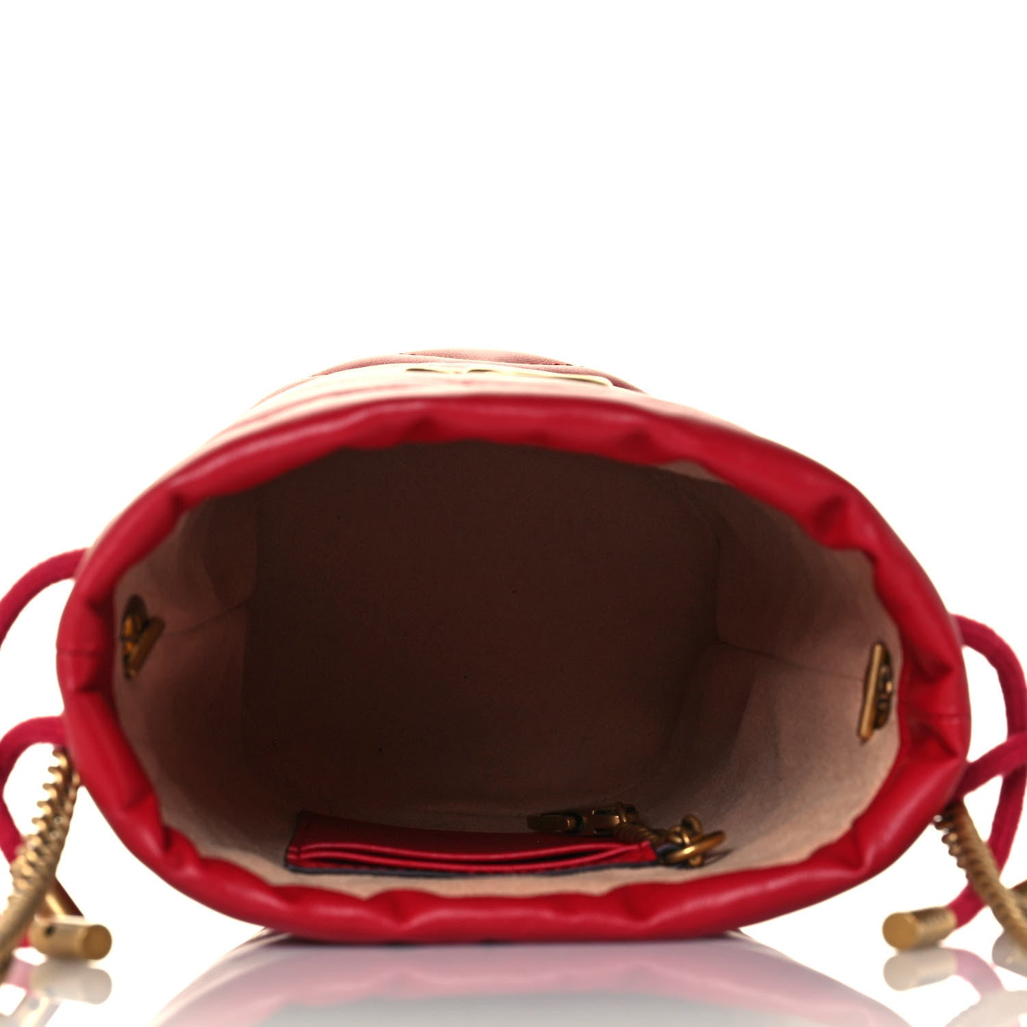Gucci Calfskin Matelasse Mini GG Marmont 2.0 Bucket Bag Hibiscus Red 5 of 11
