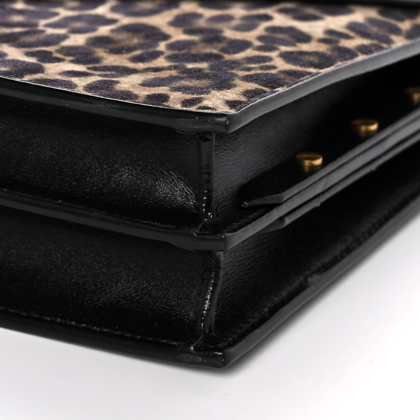 Suede Leopard Print Monogram Cassandra Clasp Bag Black