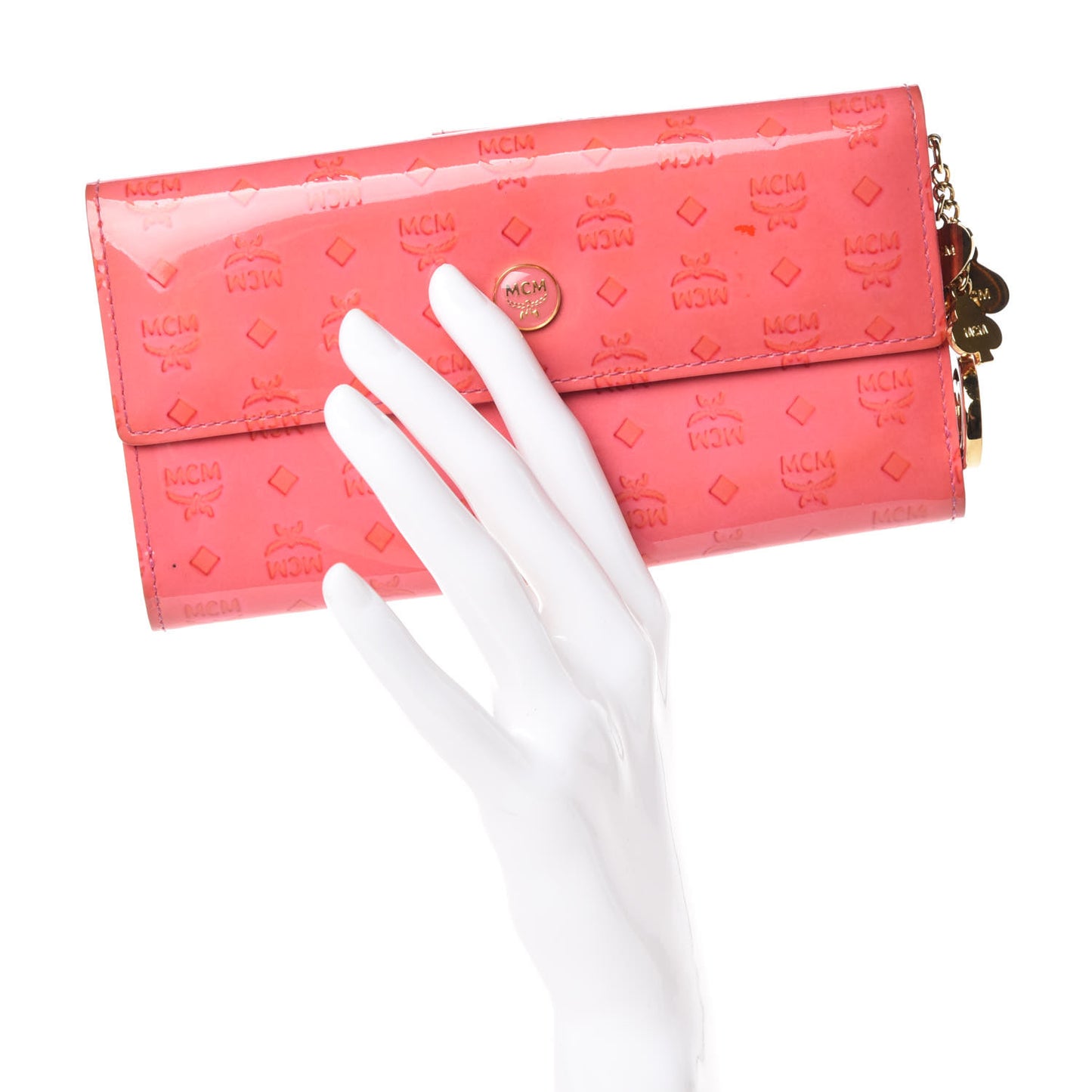 Patent Continental Flap Wallet Pink