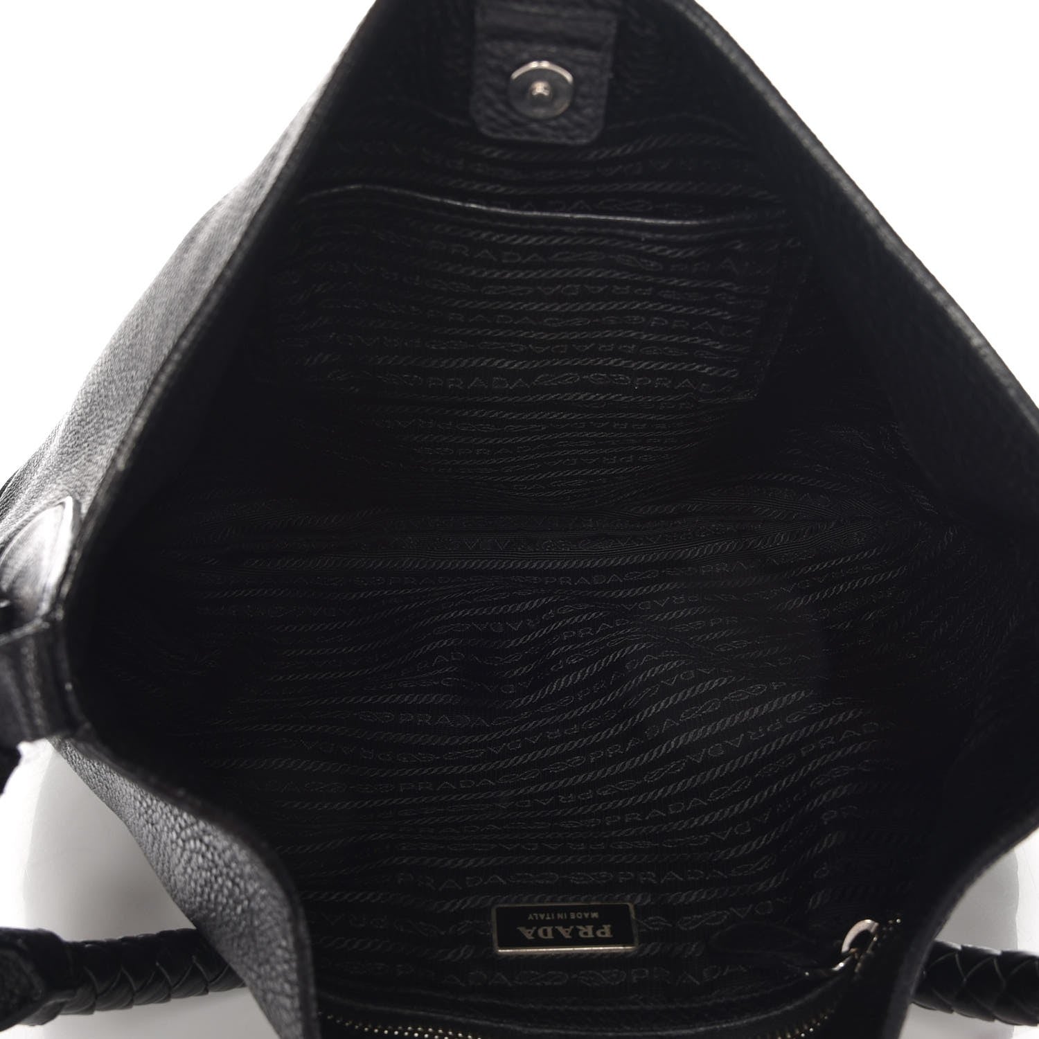 Prada Vitello Daino Braided Hobo Nero Black 5 of 9