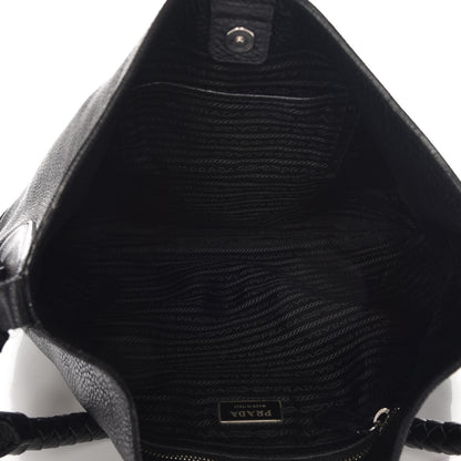 Prada Vitello Daino Braided Hobo Nero Black 5 of 9