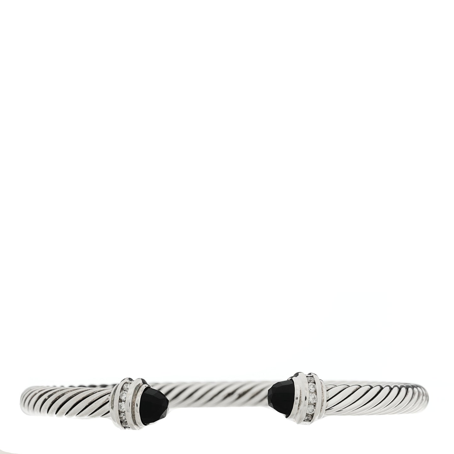 Sterling Silver Diamond Black Onyx 5mm Cable Classics Princess Bracelet