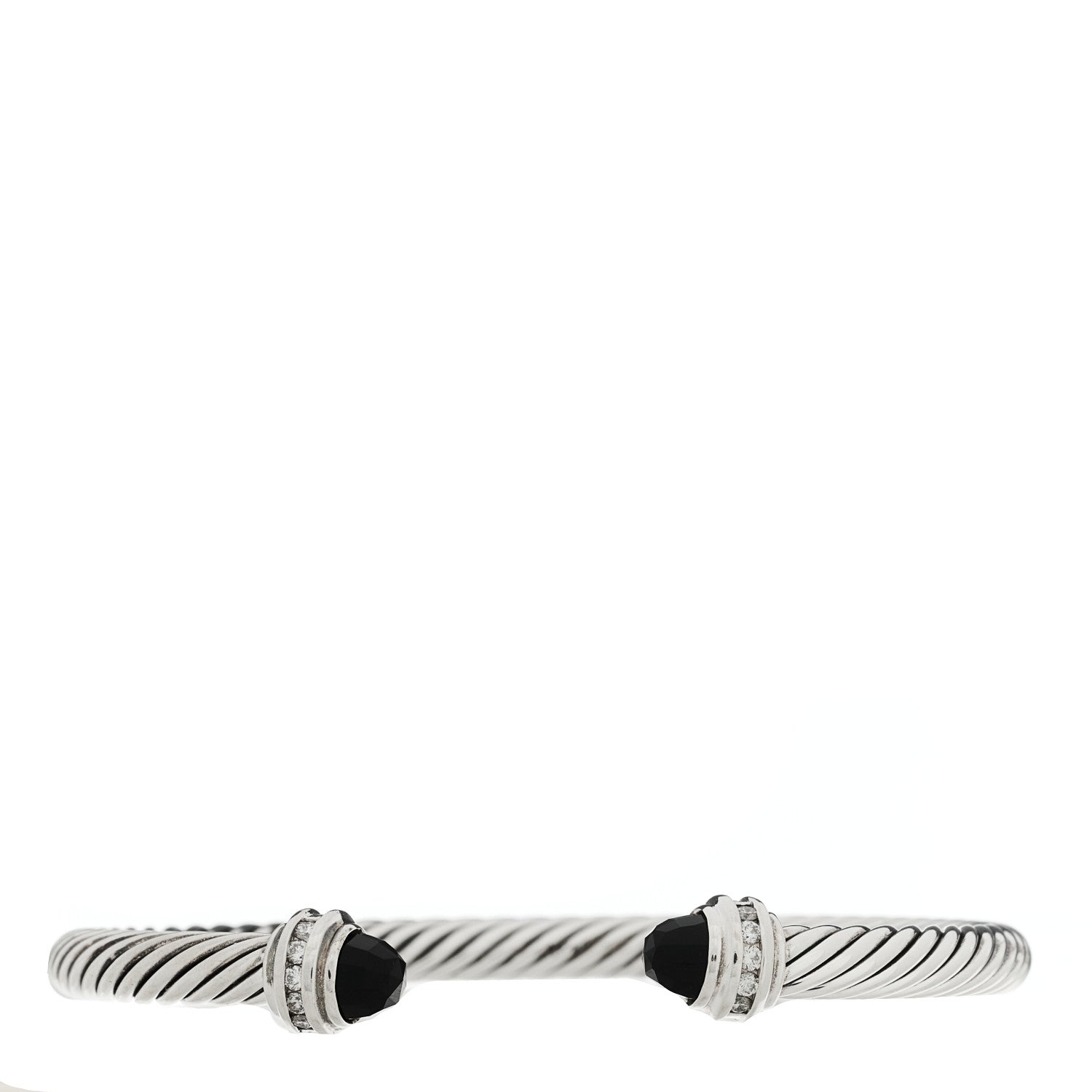 David Yurman Sterling Silver Diamond Black Onyx 5mm Cable Classics Princess Bracelet 1 of 3