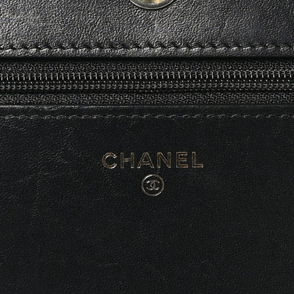 Chanel Lambskin Chevron Boy Wallet On Chain WOC Black 6 of 10