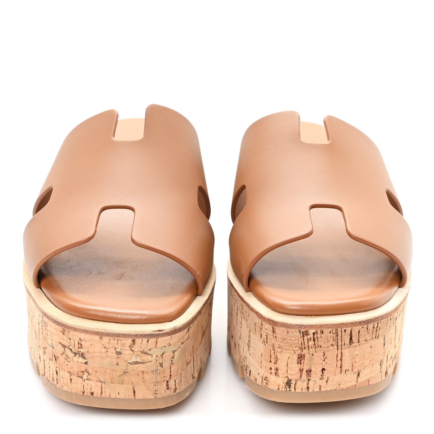 Hermes Calfskin Cork Eze 30 Sandals 38 Marron Glaise 3 of 10