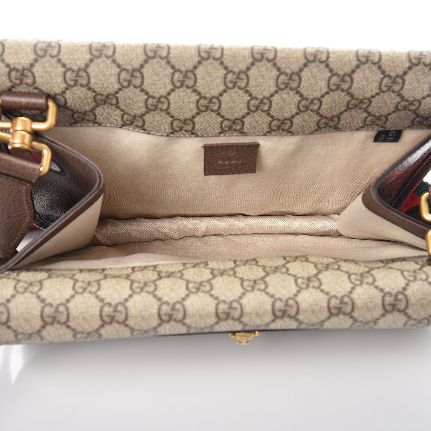 GG Supreme Monogram Web Neo Vintage Double Flap Messenger Bag Beige New Acero
