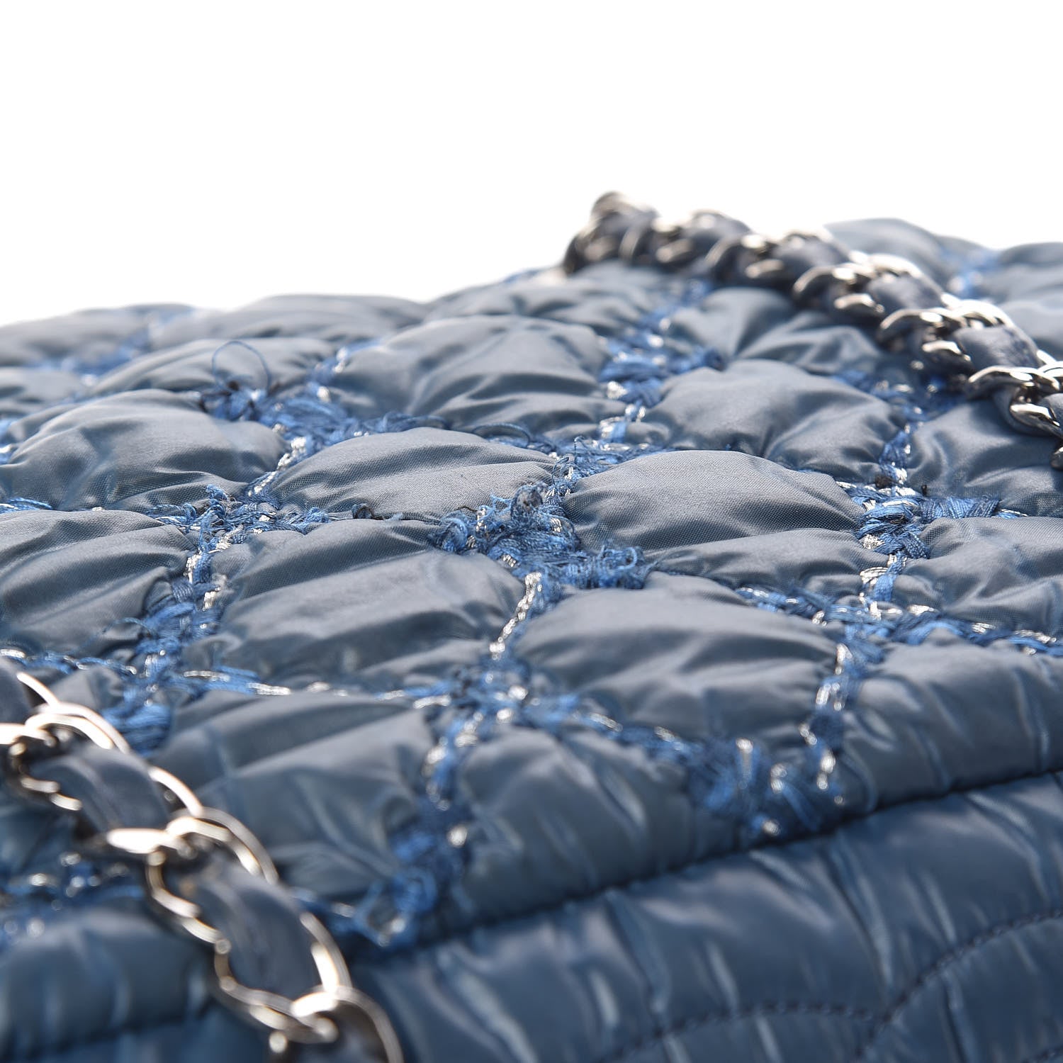 Chanel Nylon Quilted Tweed Stitch Bubble Camera Case Blue 15 of 15