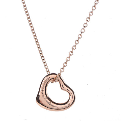 Tiffany 18K Rose Gold 11mm Elsa Peretti Open Heart Pendant Necklace 9 of 9