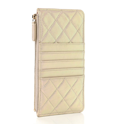 Chanel Iridescent Lambskin Quilted Classic Flat Wallet Pouch Ivory 3 of 7