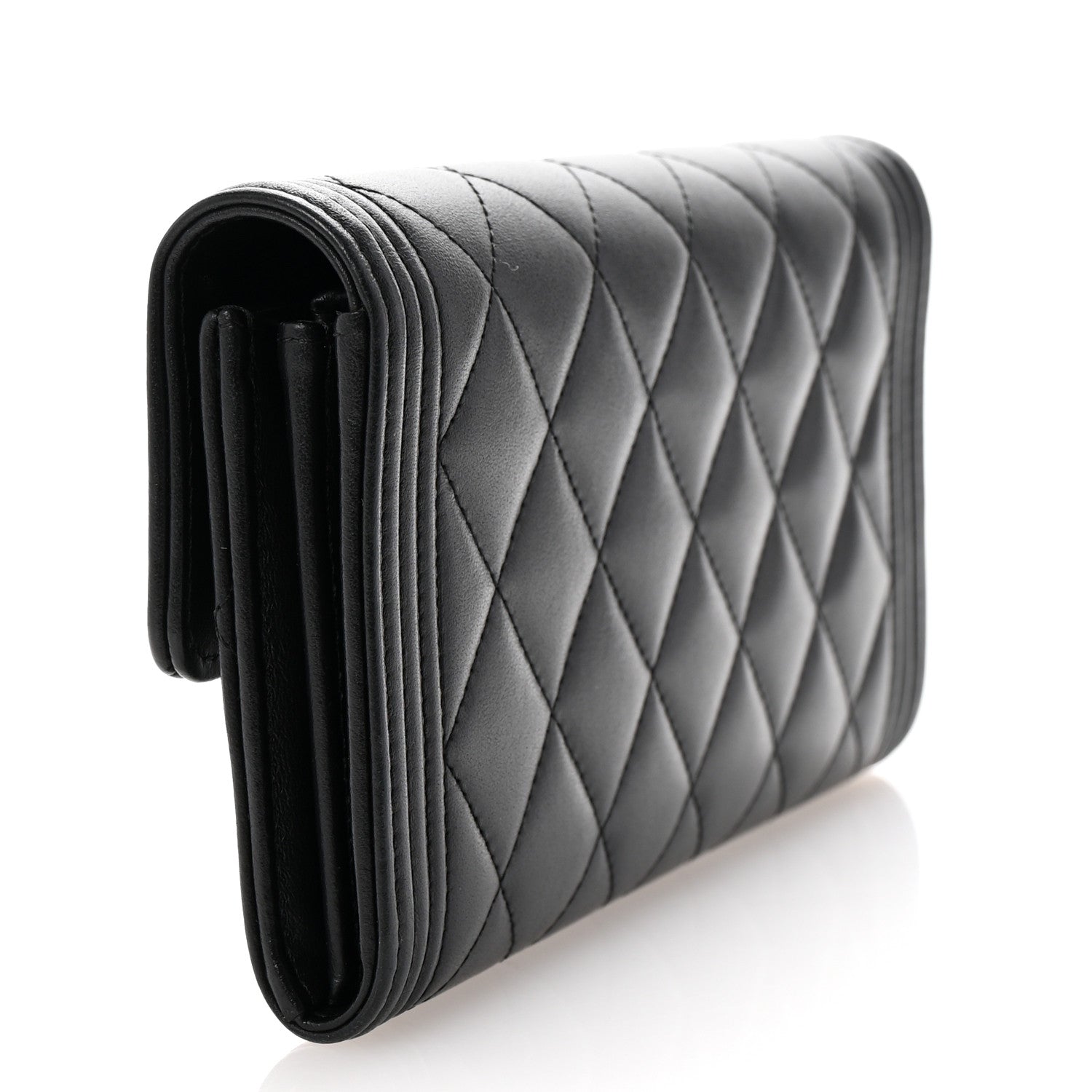 Chanel Caviar Quilted Large Boy Gusset Flap Wallet Black 3 of 8