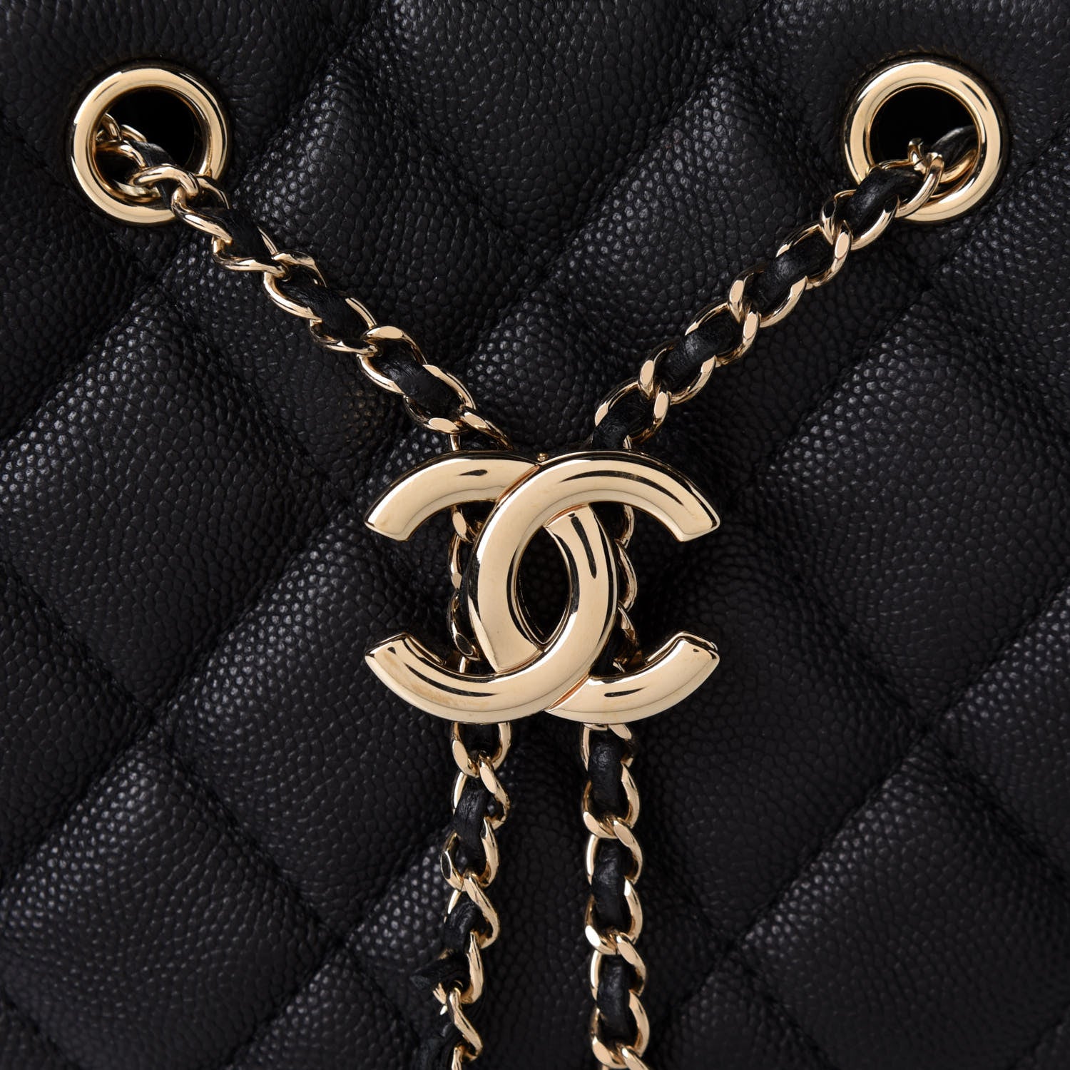 Chanel Caviar Quilted Rolled Up Bucket Drawstring Bag Black 8 of 12