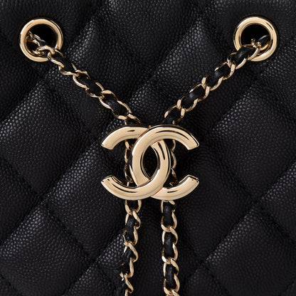Chanel Caviar Quilted Rolled Up Bucket Drawstring Bag Black 8 of 12