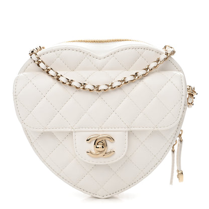Chanel Lambskin Quilted CC In Love Heart Bag White 1 of 10