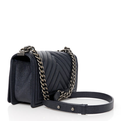 Chanel Caviar Chevron Quilted Medium Boy Flap Black 3 of 10