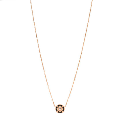 Christian Dior 18K Rose Gold Diamond Black Onyx Rose Des Vents Necklace 1 of 4