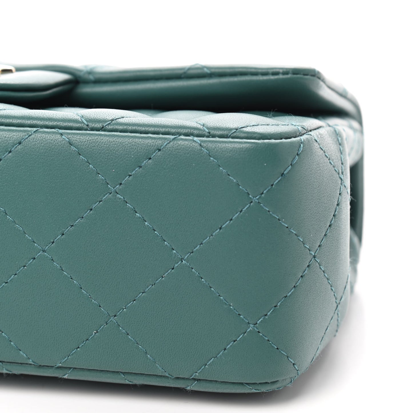 Lambskin Quilted Mini Rectangular Flap Green