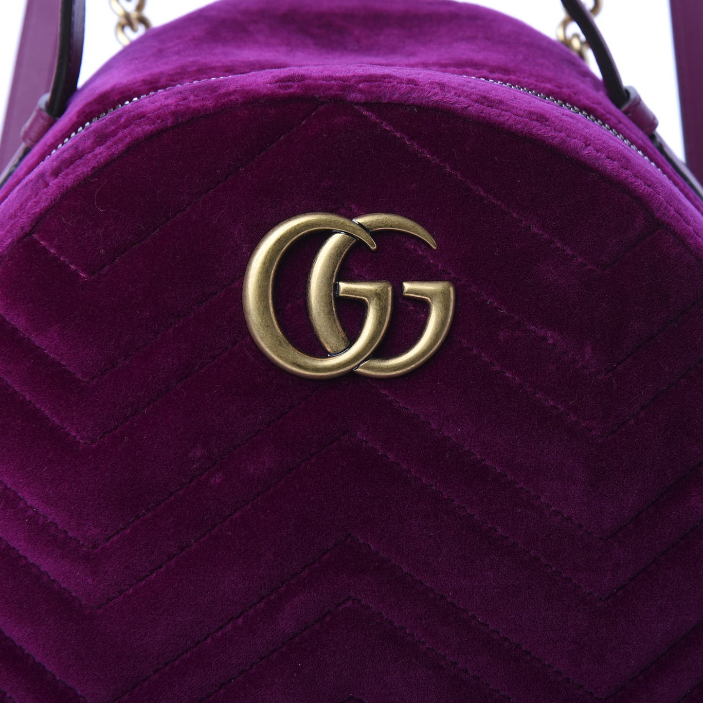 Velvet Matelasse GG Marmont Dome Backpack Fuchsia Violet Cyclamen