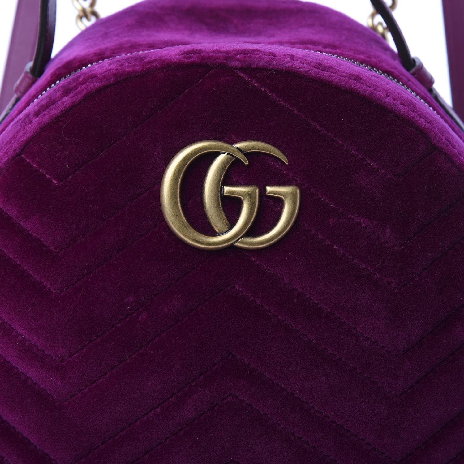 Gucci Velvet Matelasse GG Marmont Dome Backpack Fuchsia Violet Cyclamen 9 of 9