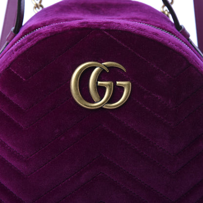Gucci Velvet Matelasse GG Marmont Dome Backpack Fuchsia Violet Cyclamen 9 of 9