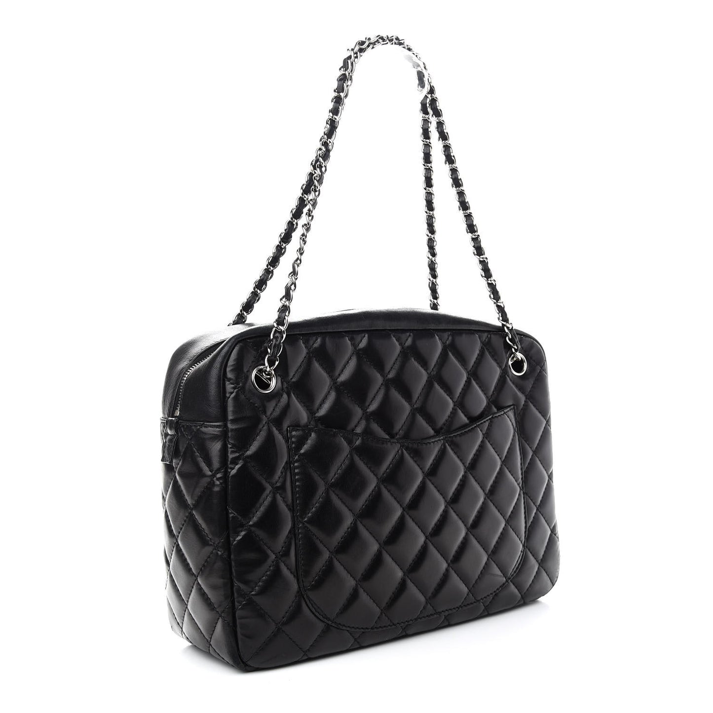 Lambskin Quilted Medium Camera Case Black