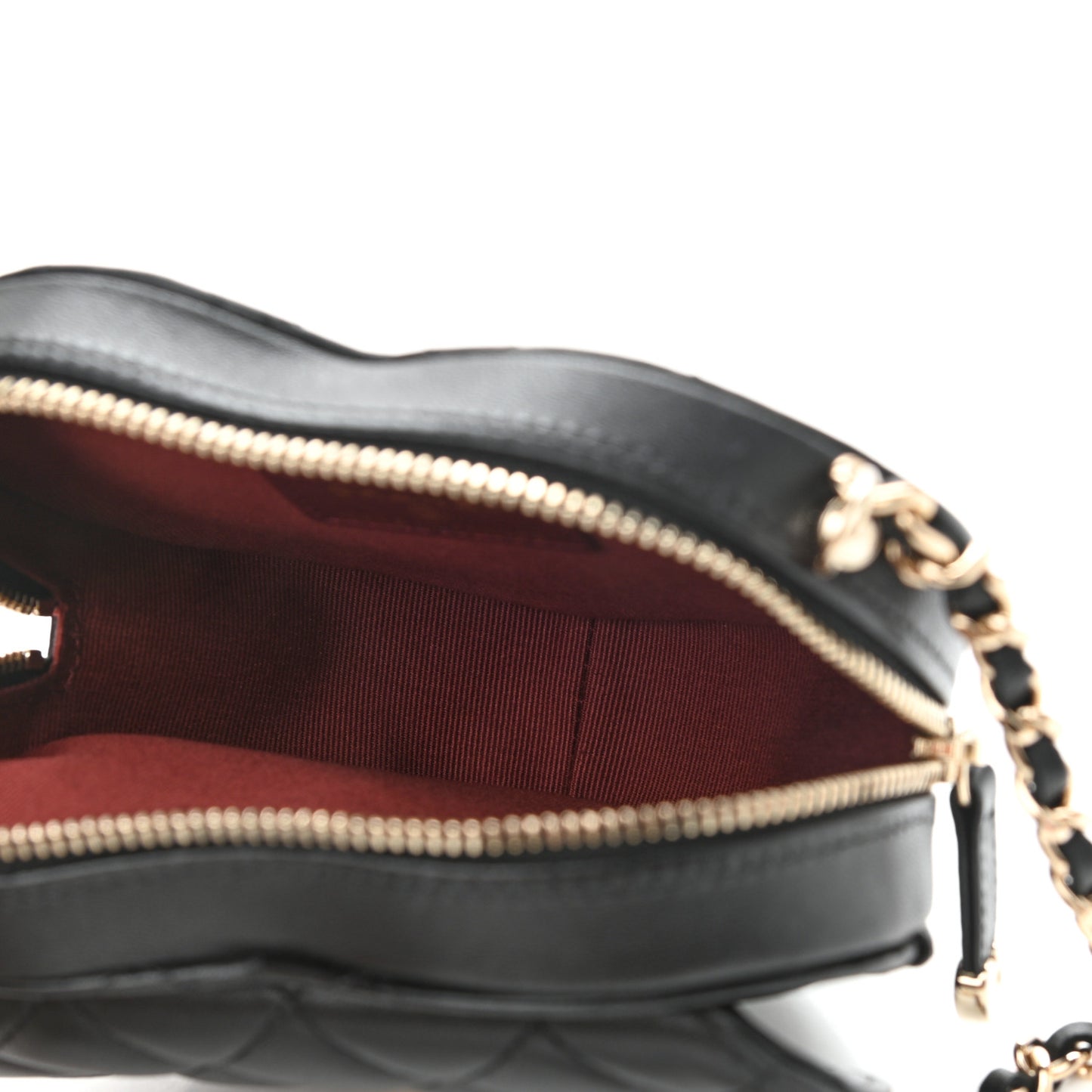 Lambskin Quilted CC In Love Heart Clutch With Chain Black
