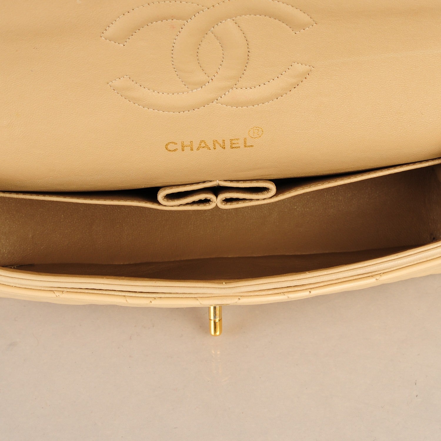 Chanel Lambskin Quilted Medium Double Flap Beige 5 of 10