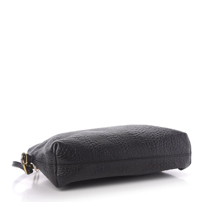 Burberry Signature Grain Calfskin Check Embossed Small Chichester Crossbody Clutch Bag Black 4 of 10